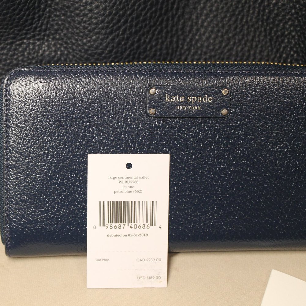 Kate Spade Jeanne Large Continental zip around wallet Like New w/ tags in Petrol